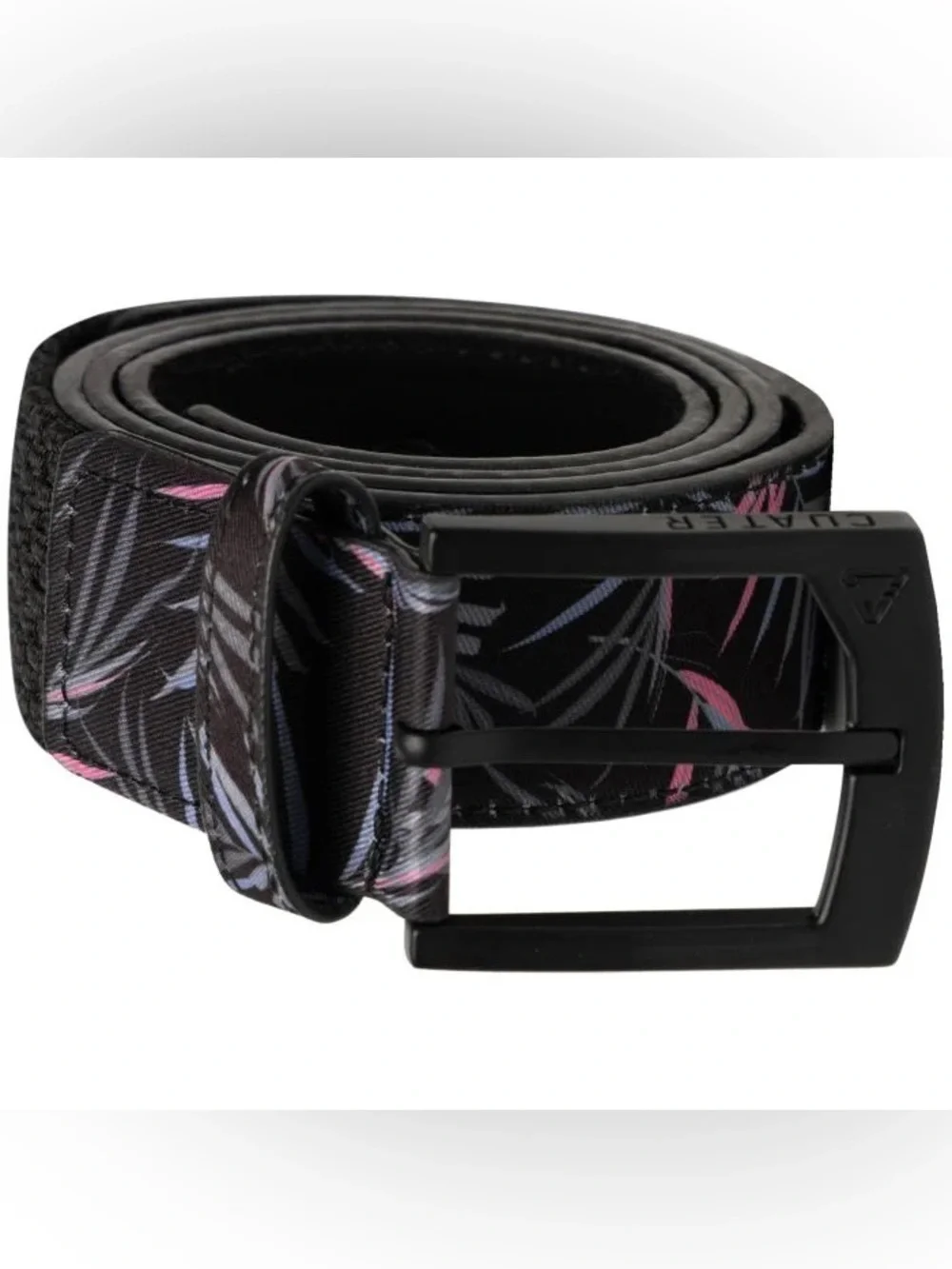 Travis Mathew Cuater Logging Off Golf Belt Mens Size 38 Black Pink Print Hybrid